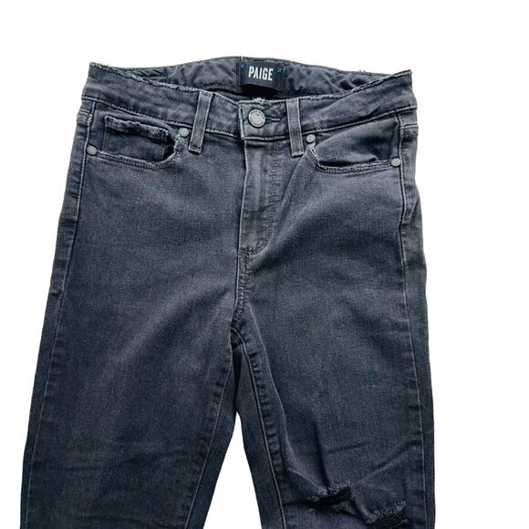 Paige Hoxton Ankle Black Destructed Un-Done Pants Size 25 5 Pocket Mid-Rise - Picture 5 of 8